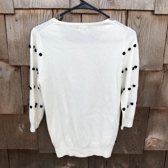 SOLD J. Crew Polka Dot Pom Pom Wool Blend Sweater - Picture 4 of 6